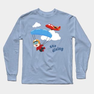 Vector illustration of a cute skydiver. Long Sleeve T-Shirt